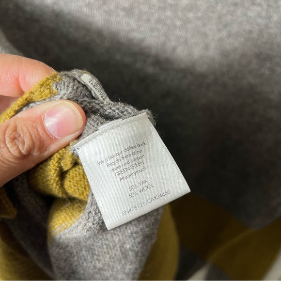 Eileen Fisher Gray Yellow Mustard Striped Sweater Yak/Wool Blend Womens Size XS - Picture 5 of 5